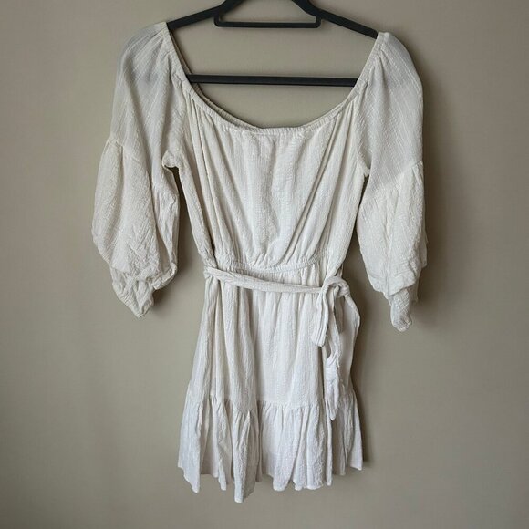 Showpo Getting It Right The First Time Off Shoulder Mini Dress White Size 8 - Picture 2 of 6